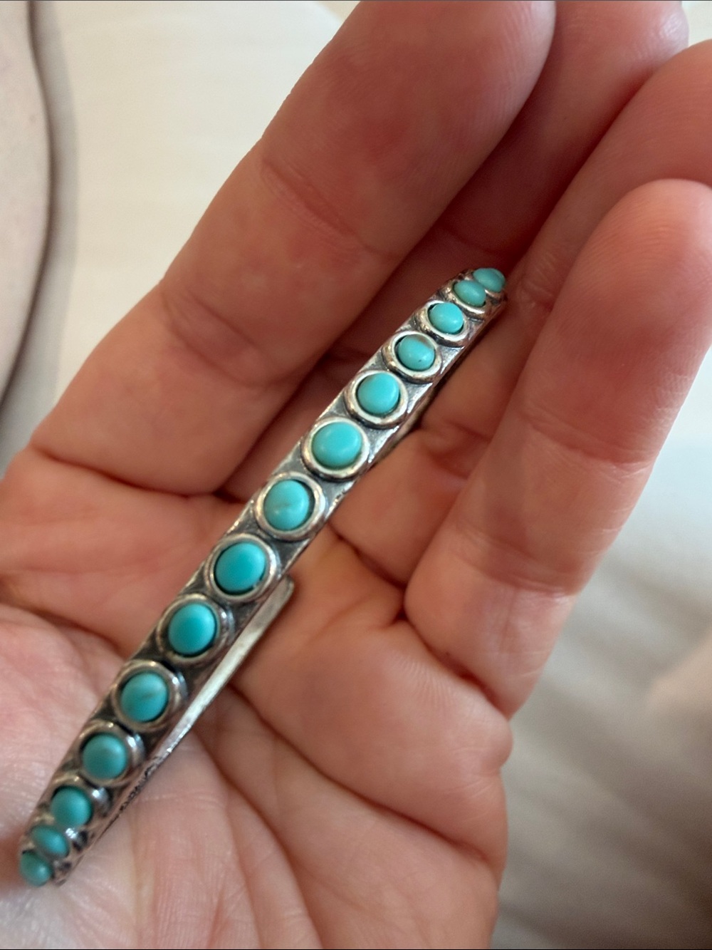 Lucky Brand Silver Bracelet with Turquoise Blue Cabochons